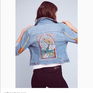 anthropologie pilcro embroidered denim jacket